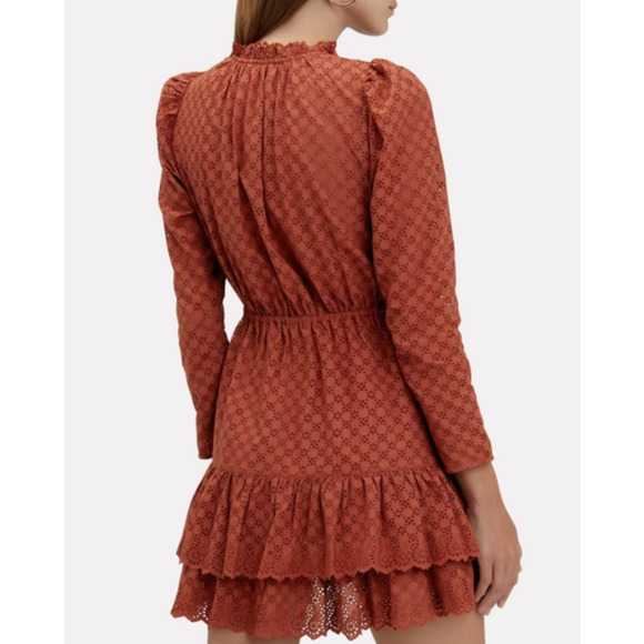 ULLA JOHNSON Dress Womens 2 Umber Red Josette Broderie Anglaise Eyelet Cotton - Picture 2 of 16